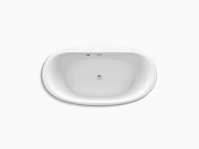 Sunstruck®65-1/2" x 35-1/2" oval freestanding bath with Bask® heated surface and fluted shroud K-6369-W1-0-1